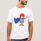 Super Pill Cartoon Hero Character T-shirt (Voorkant)