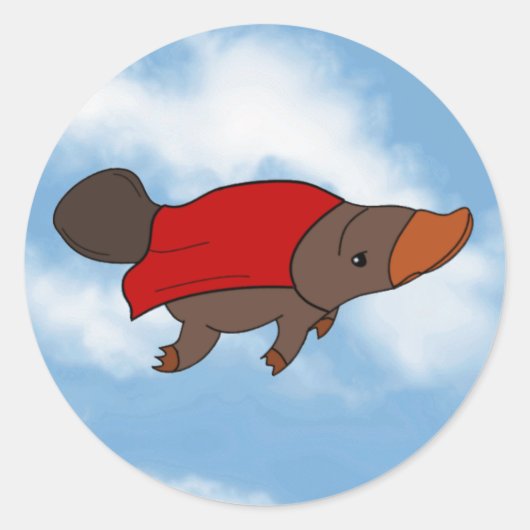 Super Platypus Ronde Sticker (Voorkant)