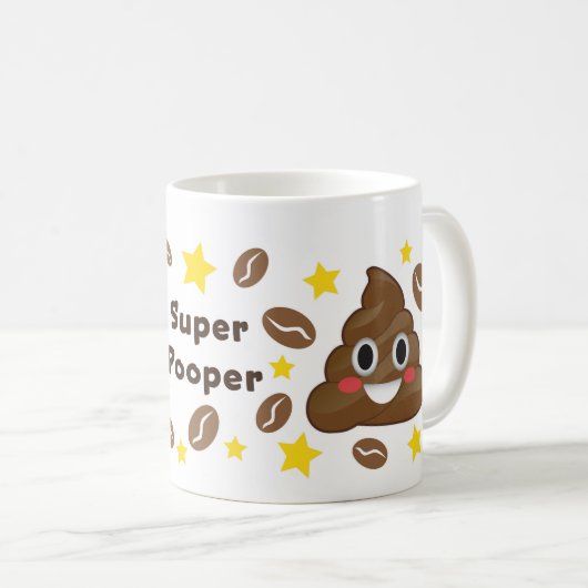 Super Pooper Coffee Bean Emoji Poop Mok (Voorkant rechts)