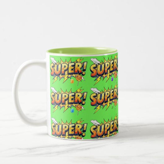 Super!, Pop Art, by Natasha Us   Tweekleurige Koffiemok (Links)