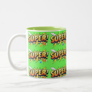 Super!, Pop Art, door Natasha Us Tweekleurige Koffiemok