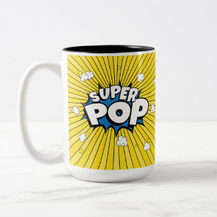 SUPER POP! Stripboek Pop Art Popcorn Pun Tweekleurige Koffiemok