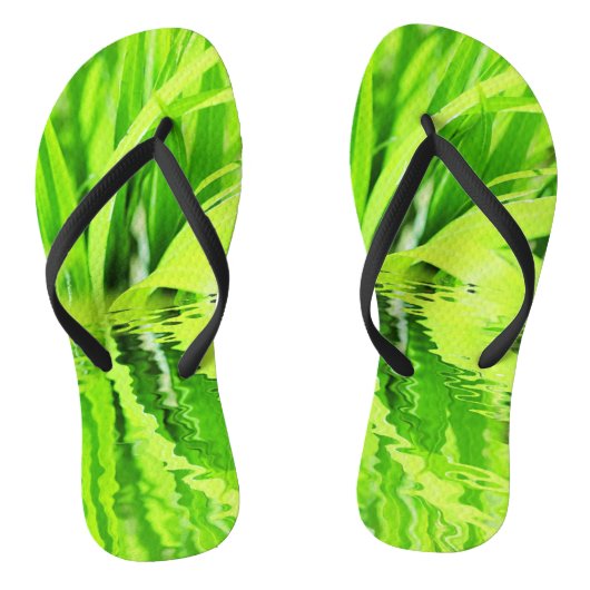 Super Positieve Groene Gras Reflectie Flip Flops (Voetbed)