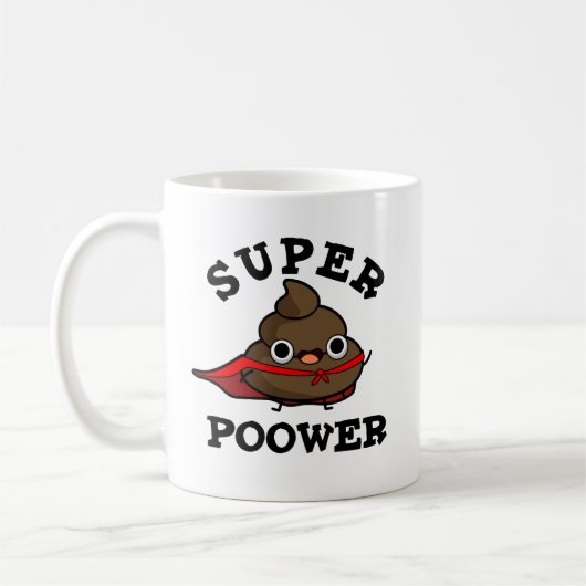 Super Power Grappig Super Hero Poop Pun Koffiemok (Links)