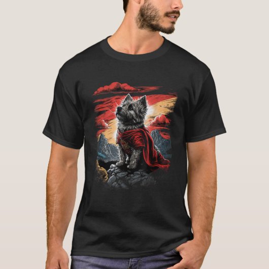 Super Power Superhero Cairn Terrier Hond T-shirt (Voorkant)