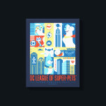Super Powered Pack Art Deco Metropolis Canvas Afdruk<br><div class="desc">DC-liga van superhuisdieren | Bekijk deze Art Deco collage-afbeelding van Metropolis en de Super-Pets!</div>