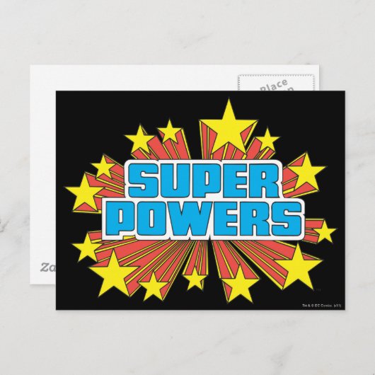 Super Powers™ Logo Blue Briefkaart (Voorkant / Achterkant)