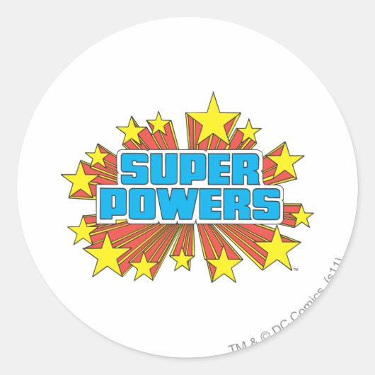 Super Powers™ Logo Blue Ronde Sticker (Voorkant)