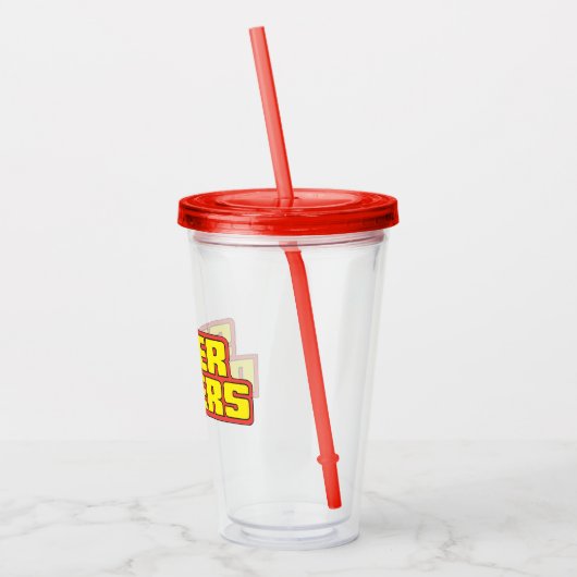 Super Powers™ Logo geel Acryl Drinkbeker (Links)