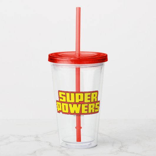 Super Powers™ Logo geel Acryl Drinkbeker (Voorkant)