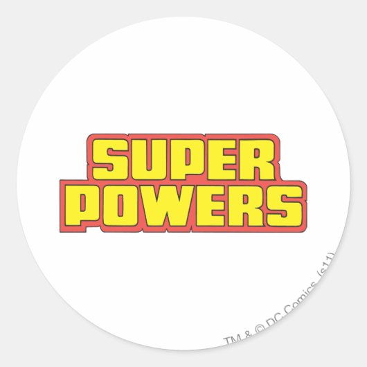 Super Powers™ Logo geel Ronde Sticker (Voorkant)