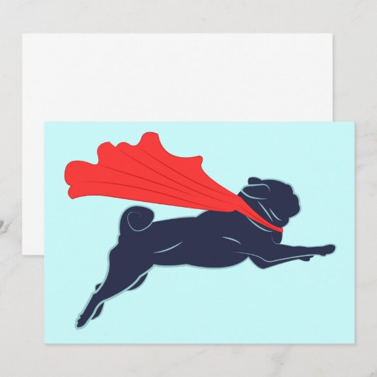 Super Pug-uitnodigingen Kaart (Voorkant / Achterkant)