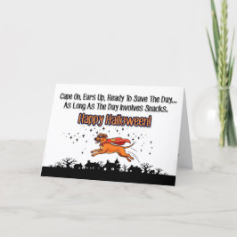 Super Pup Halloween kaart– cape aan, oren omhoog Feestdagen Kaart
