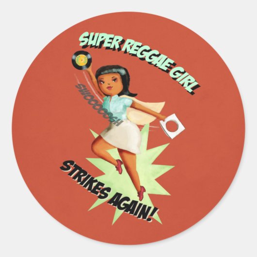 Super Reggae Girl Ronde Sticker (Voorkant)