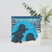 Super relaxte Newfoundlander puppy Feestdagenkaart (Staand voorkant)