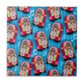 Super Retro Cute Jukebox Neon Fun Time Tegeltje (Voorkant)