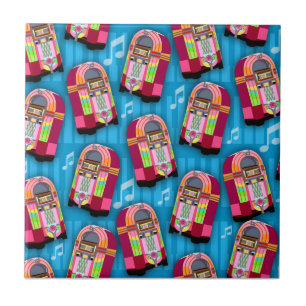 Super Retro Cute Jukebox Neon Fun Time Tegeltje