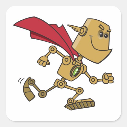 Super Robot Vierkante Sticker (Voorkant)