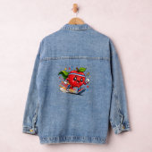 Super Rode Appel Hardloop Cartoon Fitness Mascotte Denim Jacket (Hangar)
