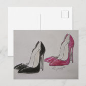 Super rode en zwarte hoge hak schoenen briefkaart (Voorkant / Achterkant)