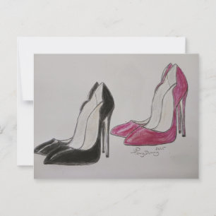 Super rode en zwarte hoge hak schoenen briefkaart