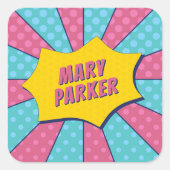 SUPER (ROZE) VIERKANTE STICKER (Voorkant)