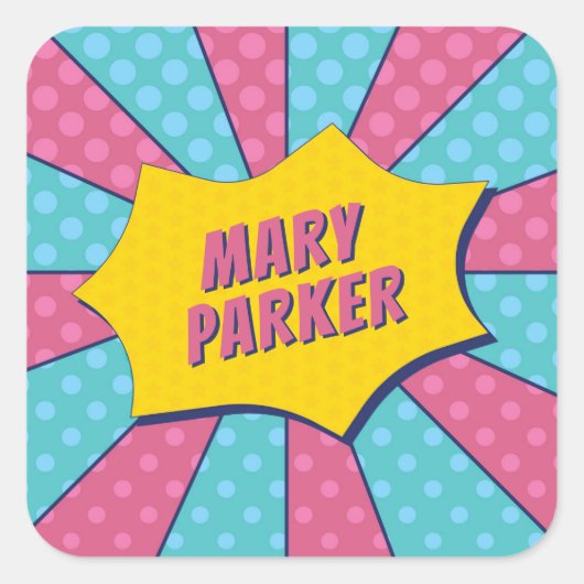 SUPER (ROZE) VIERKANTE STICKER (Voorkant)