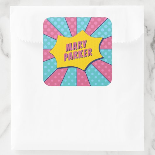 SUPER (ROZE) VIERKANTE STICKER (Tas)