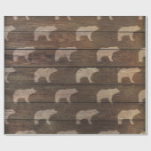 Super Rustic Brown Wood met Beren Mountain Cabin Cadeaupapier (Vlak)