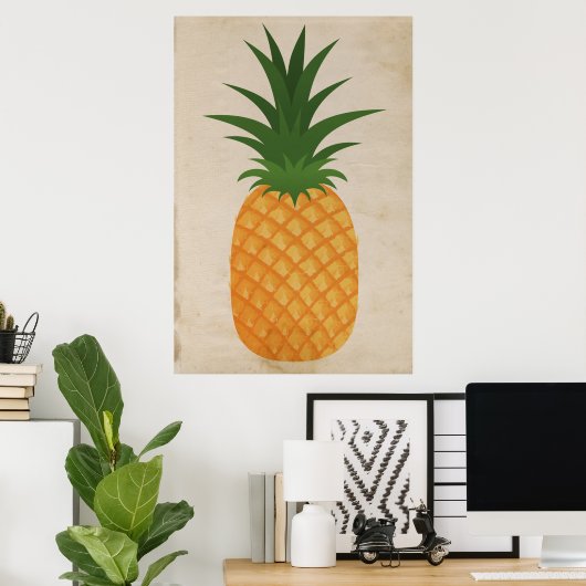 Super Rustic Pineapple Grafisch oud Antiek papier Poster (Thuiskantoor)