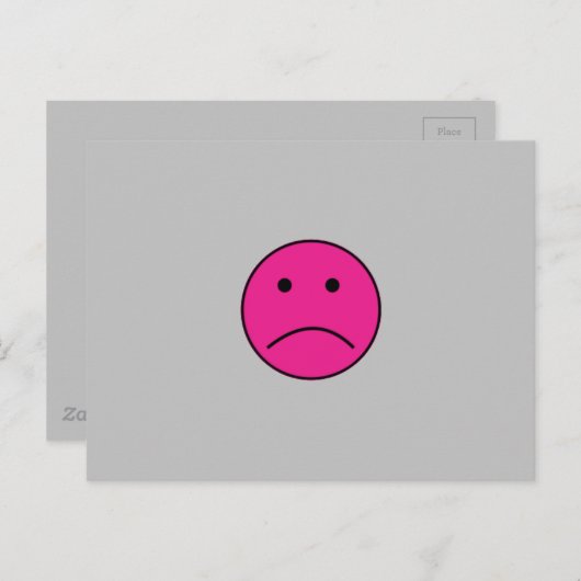 SUPER SAD HOT PINK FACE FEELINGS CONFUSED L POSTCA BRIEFKAART (Voorkant / Achterkant)