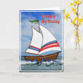 Super Sailboat op de High Zeeen Verjaardag Kaart (Gele Bloem)