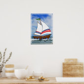 Super Sailboot op de hoge Zeeen Poster (Keuken)