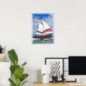 Super Sailboot op de hoge Zeeen Poster (Thuiskantoor)