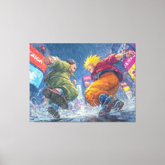 Super Saiyan Goku Epic Rain Fight Canvas Afdruk (Voorkant)