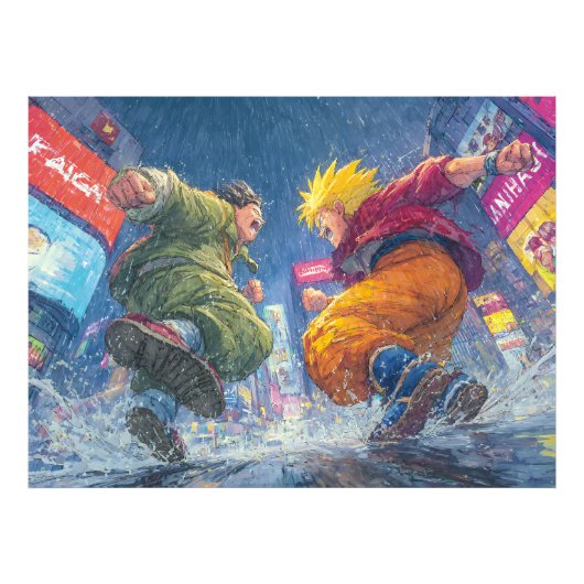 Super Saiyan Goku Epic Rain Fight Foto Afdruk (Voorkant)