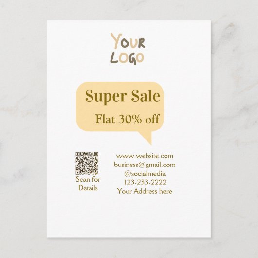 super sale bedrijfs korting scan QR-code details Feestdagenkaart (Voorkant)