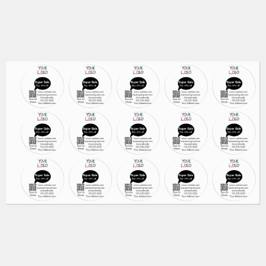super sale bedrijfs korting scan QR code details Labels (Vel)
