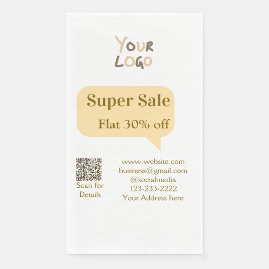 super sale bedrijfs korting scan QR code details Servet (Voorkant)