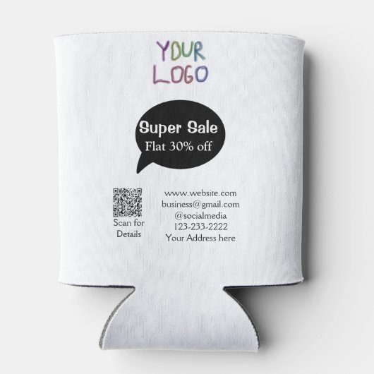 super sale business discount scan QR code details Blikjeskoeler (Achterkant)