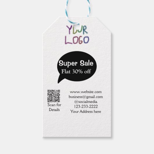 super sale business discount scan QR code details Cadeaulabel (Voorkant)
