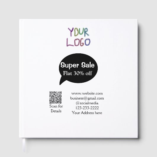 super sale business discount scan QR code details Gastenboek (Voorkant)