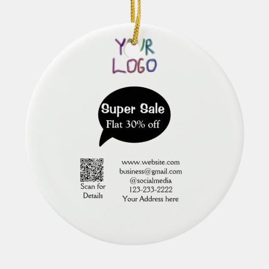 super sale business discount scan QR code details Keramisch Ornament (Voorkant)