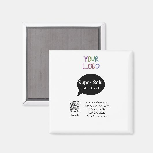 super sale business discount scan QR code details Magneet (Voorkant / Achterkant)