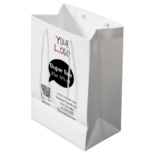 super sale business discount scan QR code details Medium Cadeauzakje (Voorkant Gekanteld)