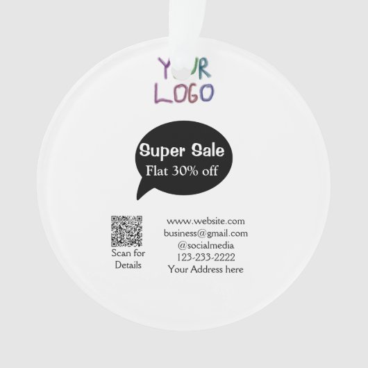 super sale business discount scan QR code details Ornament (voorkant)