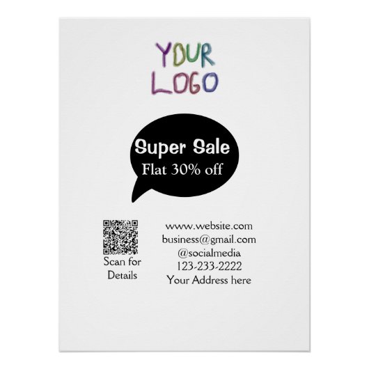 super sale business discount scan QR code details Perfect Poster (Voorkant)