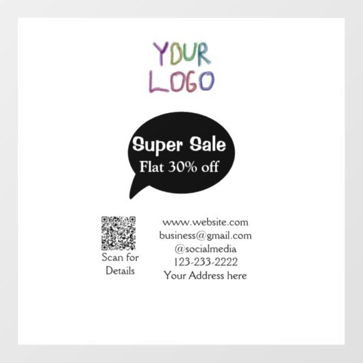 super sale business discount scan QR code details Raamsticker (Vel)