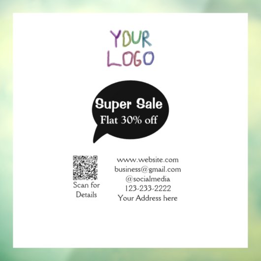 super sale business discount scan QR code details Raamsticker (Vel 3)