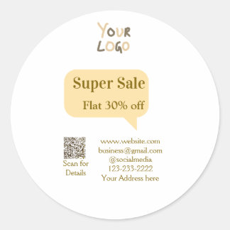 super sale business discount scan QR code details  Ronde Sticker